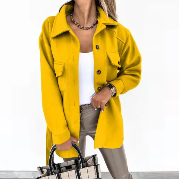 Women's Long-Sleeved Wool Lapel Jacket Beige 2025 - Image 2