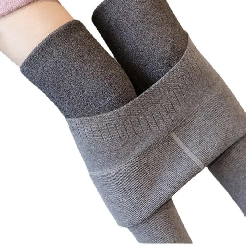 Women Grey Fleece Leggings Slim Fit Winter Warm - Image 9