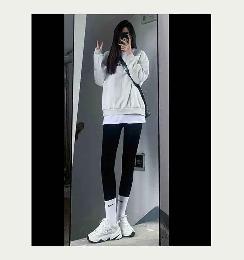 Women Grey Fleece Leggings Slim Fit Winter Warm — feature 10
