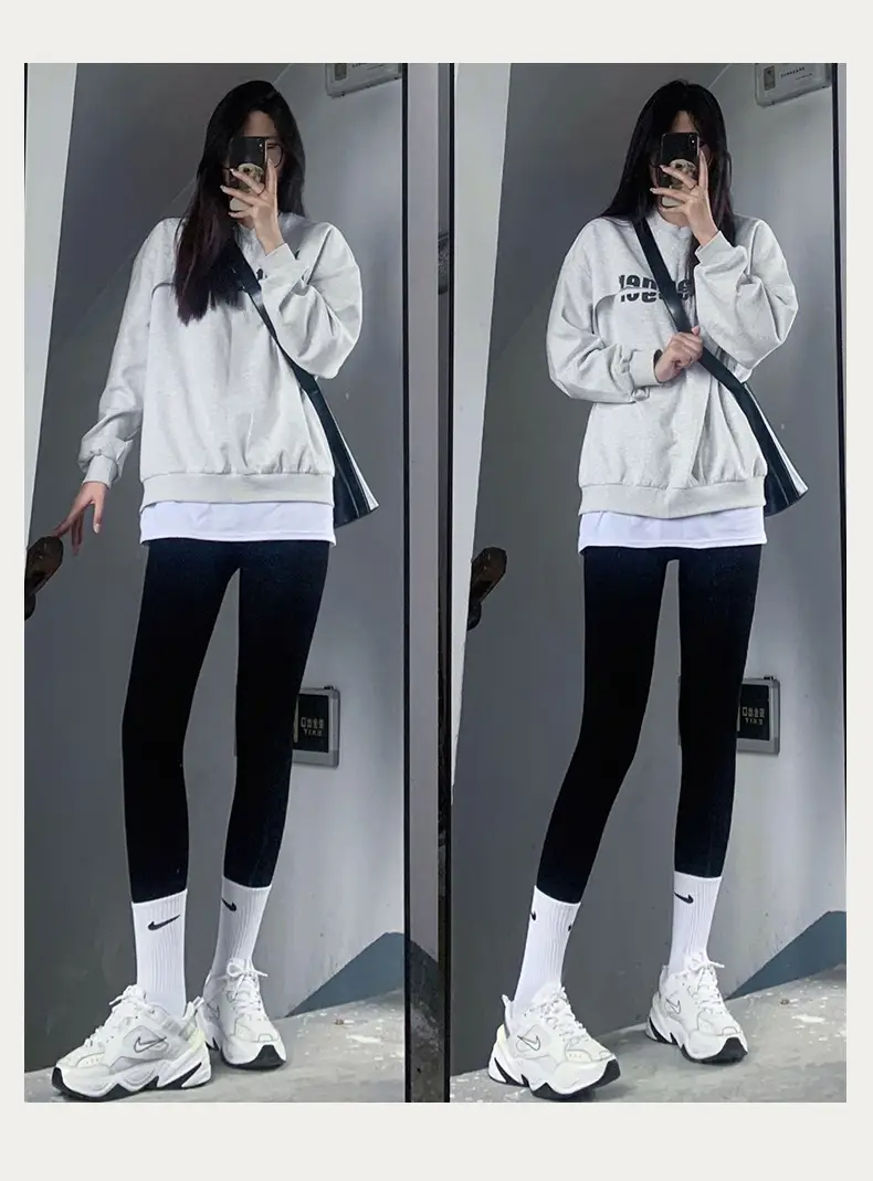 Women Grey Fleece Leggings Slim Fit Winter Warm — feature 11
