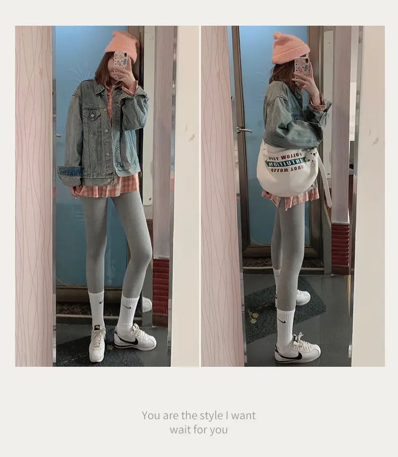 Women Grey Fleece Leggings Slim Fit Winter Warm — feature 13