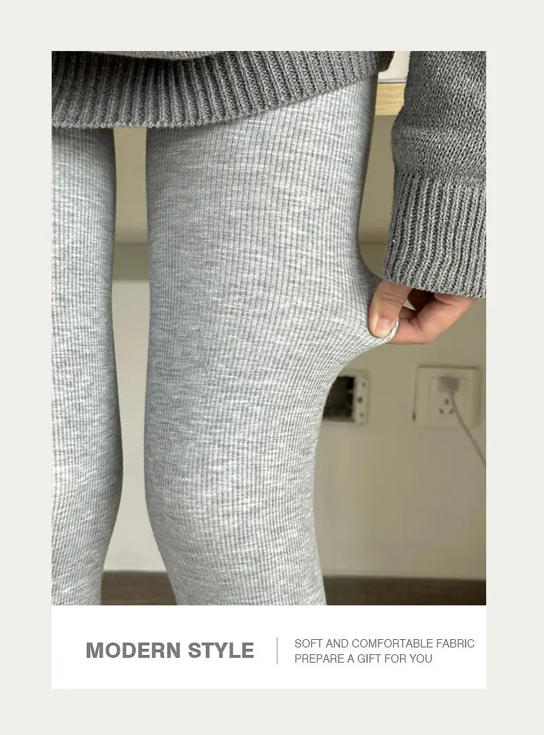 Women Grey Fleece Leggings Slim Fit Winter Warm — feature 8