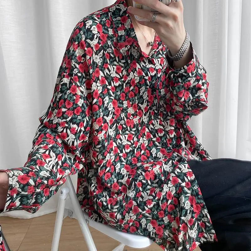 Men's Long Sleeve Floral Shirt Spring Autumn Wear