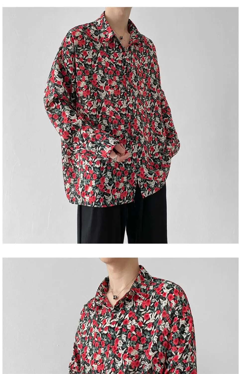 Men's Long Sleeve Floral Shirt Spring Autumn Wear — feature 2