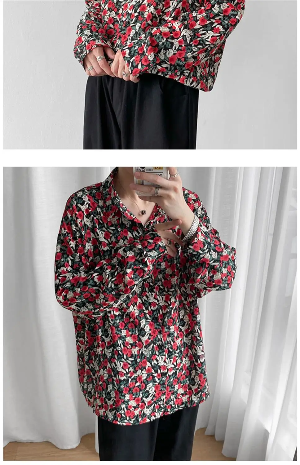 Men's Long Sleeve Floral Shirt Spring Autumn Wear — feature 3