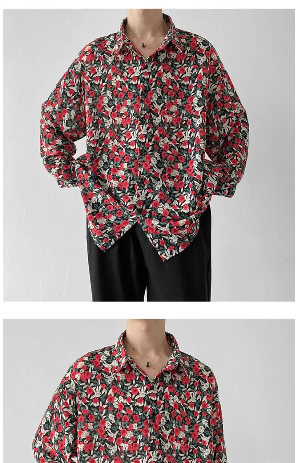 Men's Long Sleeve Floral Shirt Spring Autumn Wear — feature 4
