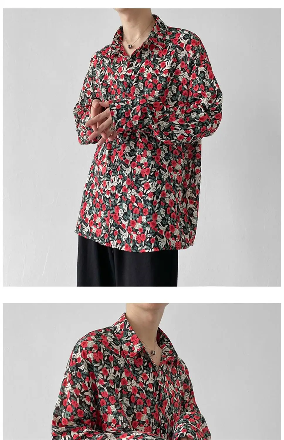 Men's Long Sleeve Floral Shirt Spring Autumn Wear — feature 6
