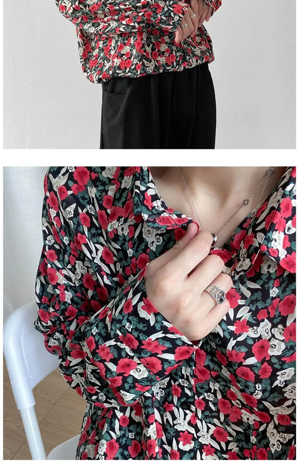 Men's Long Sleeve Floral Shirt Spring Autumn Wear — feature 7