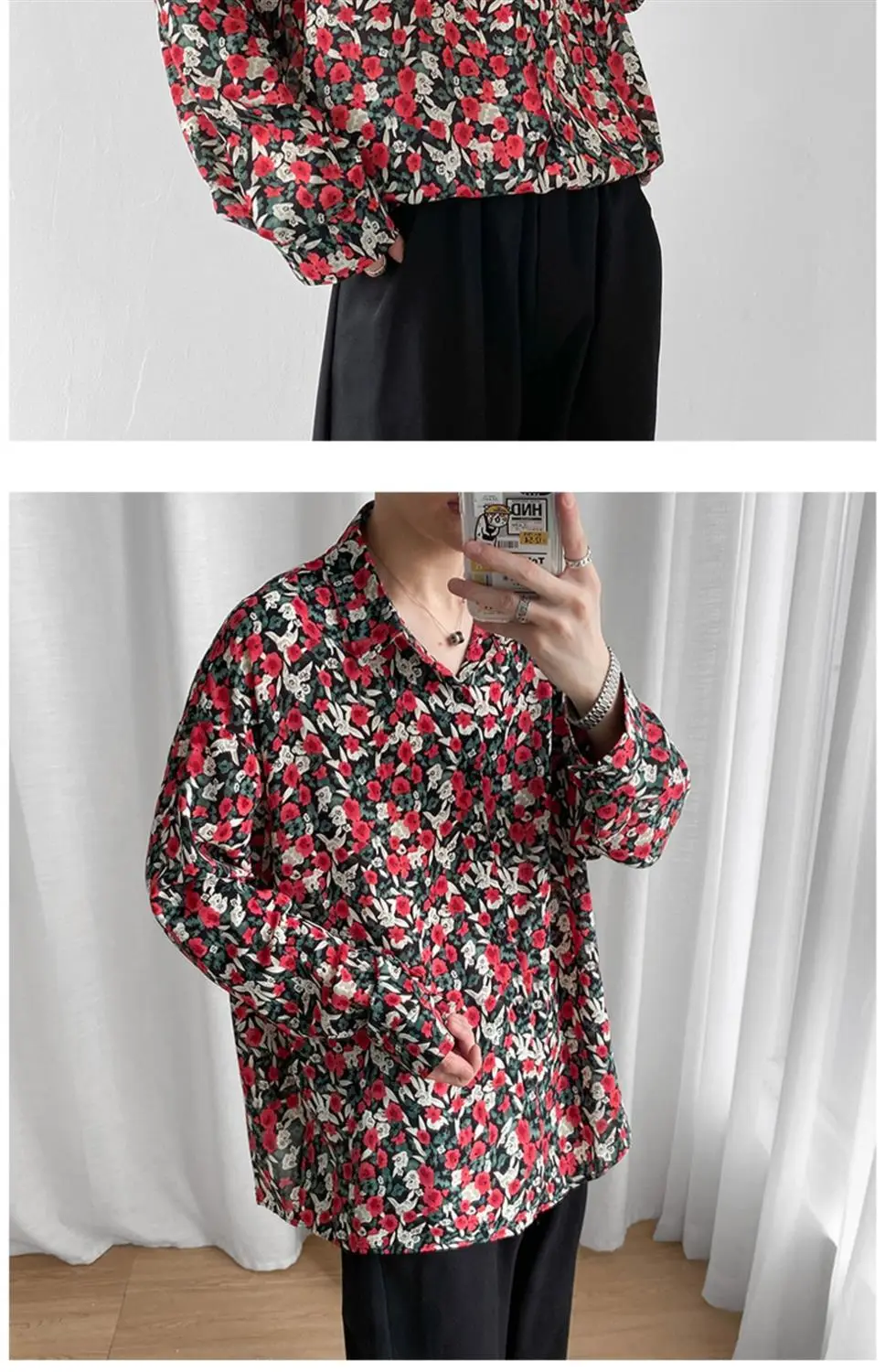 Men's Long Sleeve Floral Shirt Spring Autumn Wear — feature 9