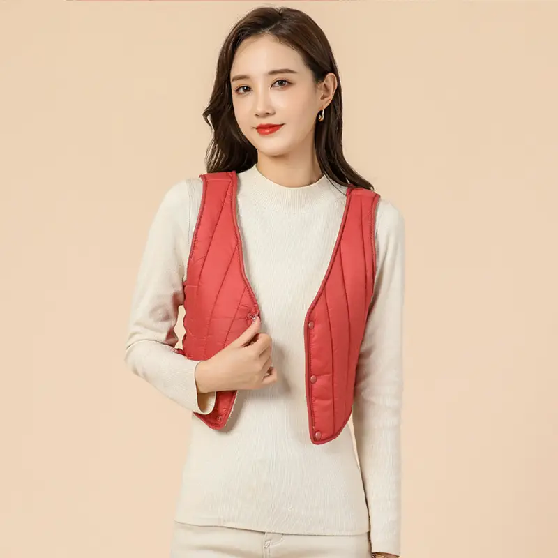 Women Cotton V-Neck Vest with Denim Shorts