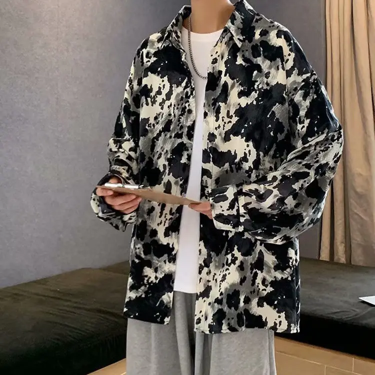 Men's Long Sleeve Ink & White Tie-Dye Shirt