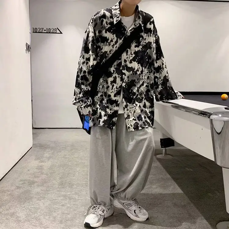 Men's Long Sleeve Ink & White Tie-Dye Shirt