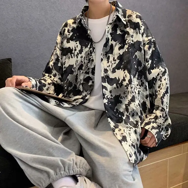 Men's Long Sleeve Ink & White Tie-Dye Shirt