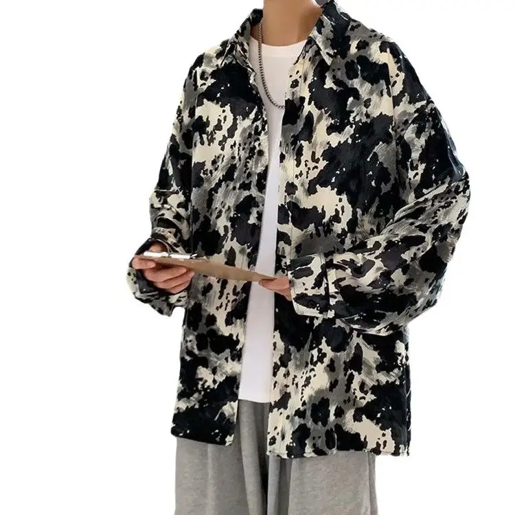Men's Long Sleeve Ink & White Tie-Dye Shirt