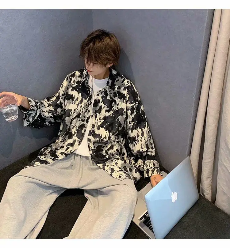 Men's Long Sleeve Ink & White Tie-Dye Shirt — feature 11