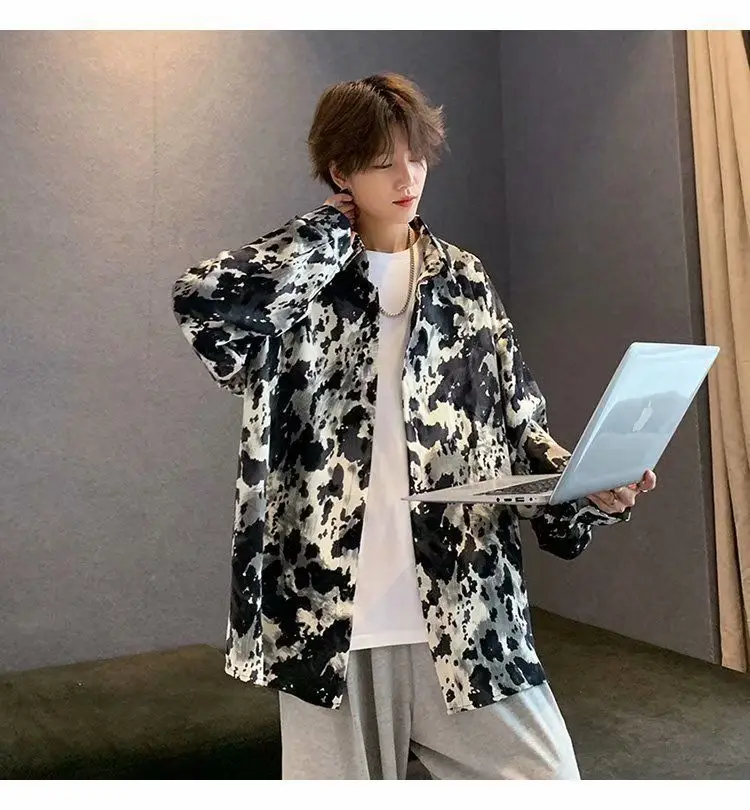 Men's Long Sleeve Ink & White Tie-Dye Shirt — feature 6