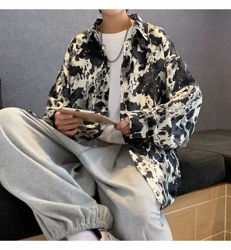 Men's Long Sleeve Ink & White Tie-Dye Shirt — feature 8