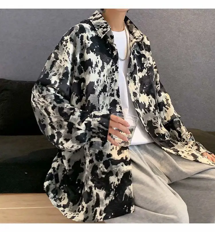 Men's Long Sleeve Ink & White Tie-Dye Shirt — feature 9