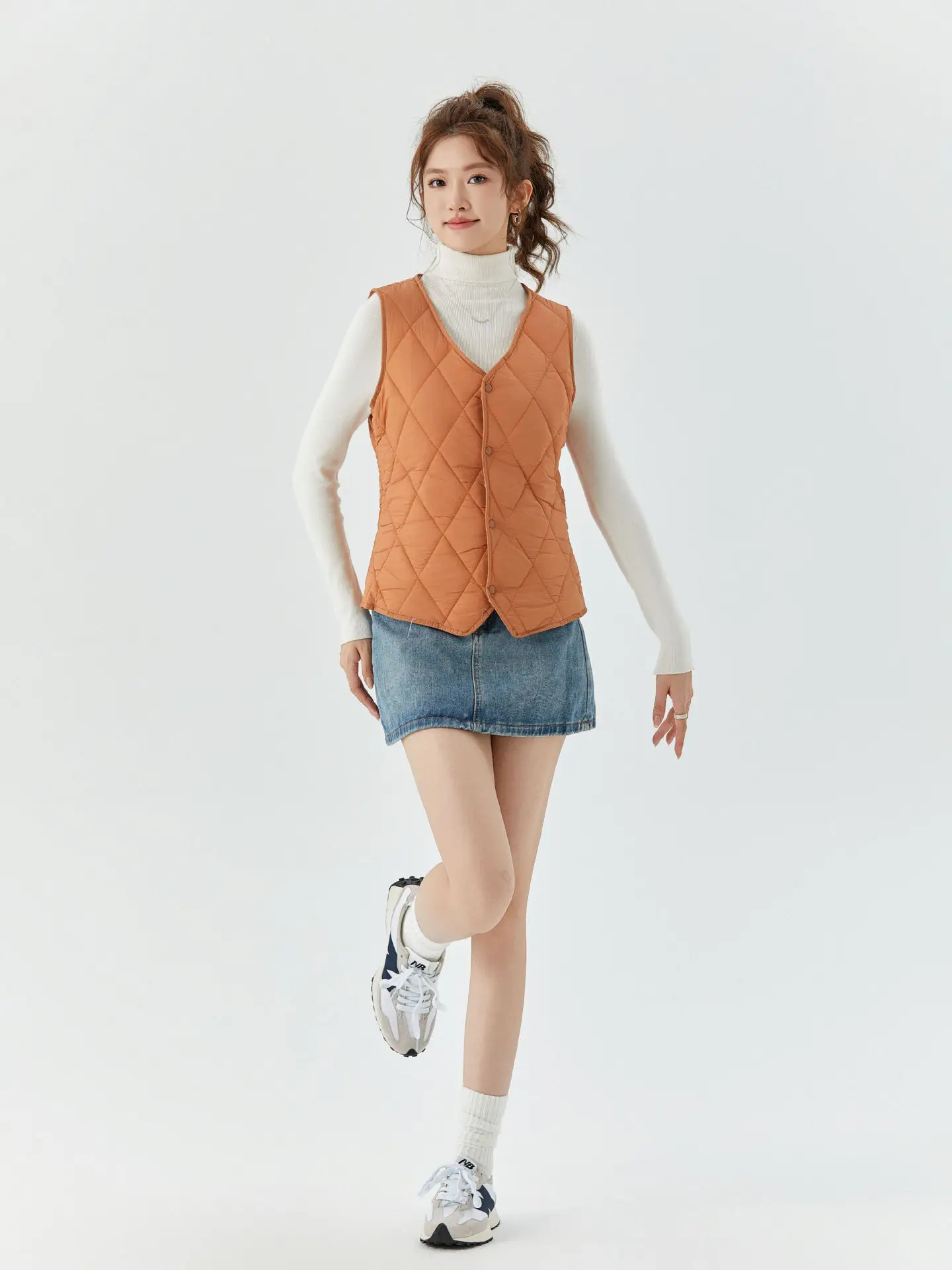 Women's Velvet Puffer Vest Grey 8021