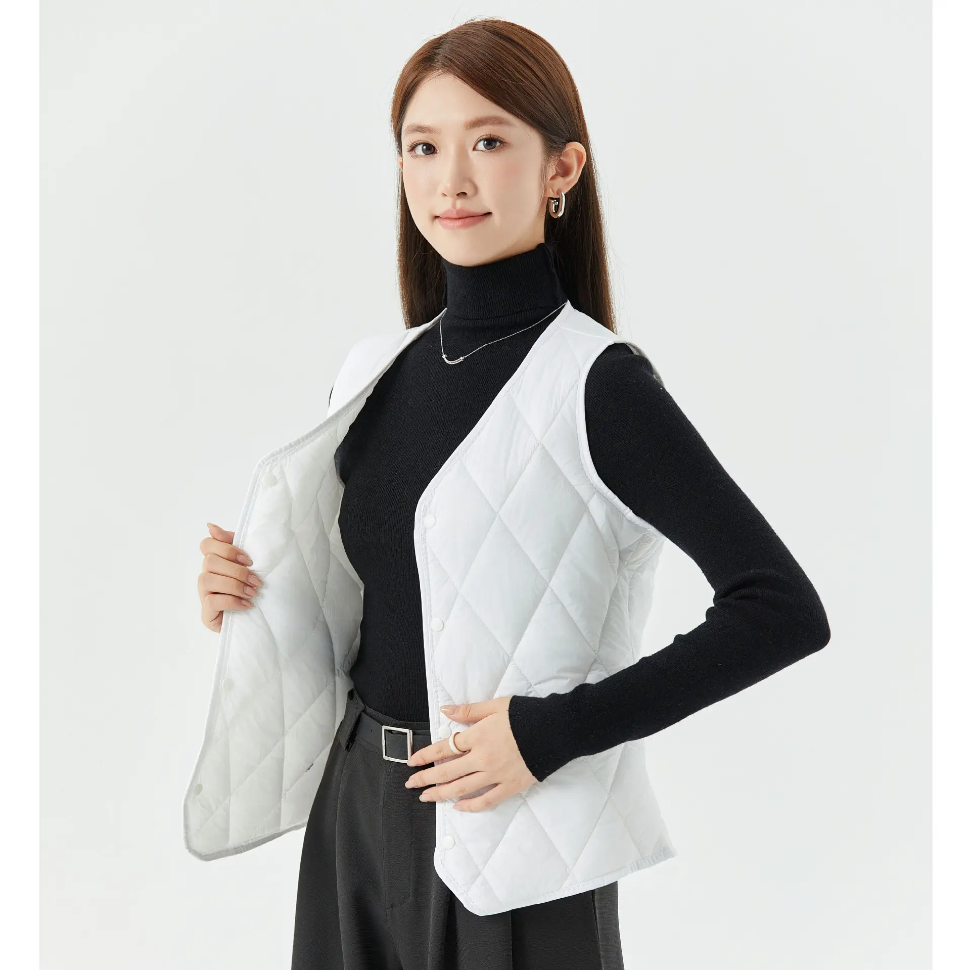 Women's Velvet Puffer Vest Grey 8021