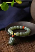 Natural Freshwater Pearl Bracelet with Hetian Jade Single Circle — feature 17