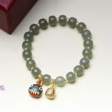 Natural Freshwater Pearl Bracelet with Hetian Jade Single Circle — feature 21