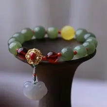 Natural Freshwater Pearl Bracelet with Hetian Jade Single Circle — feature 23