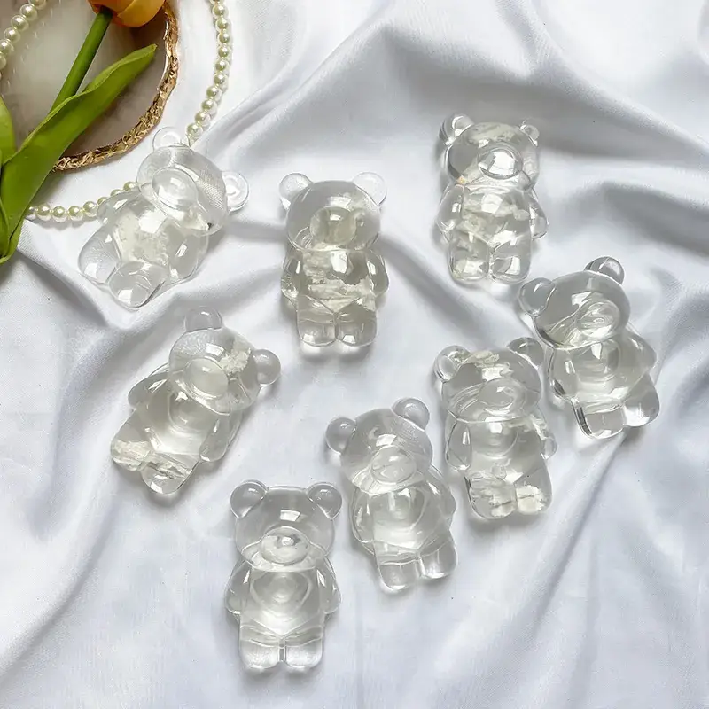 Transparent Bear Mobile Phone Holder with Pearl Chain - Image 4