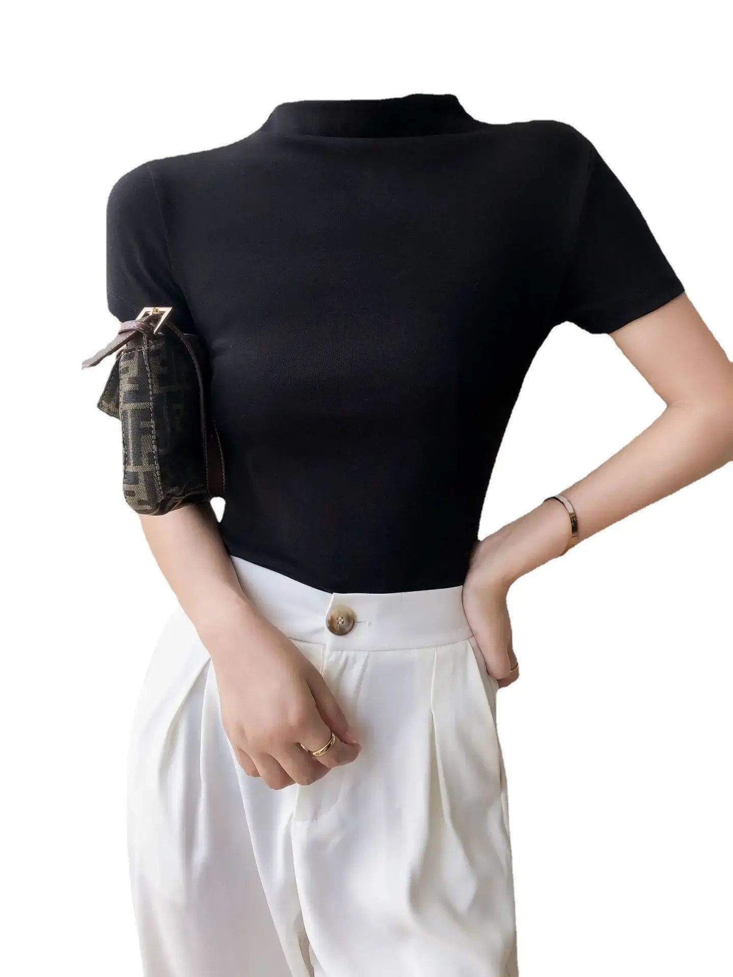 2023 New Arrival Black Knitted Pullover T-Shirt - Image 9