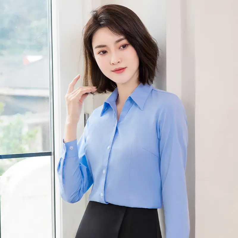 2024 White Long Sleeve Women's Slim Fit Shirt - Image 10
