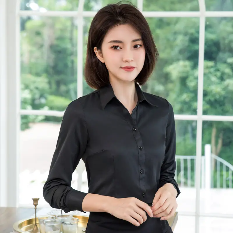 2024 White Long Sleeve Women's Slim Fit Shirt - Image 11