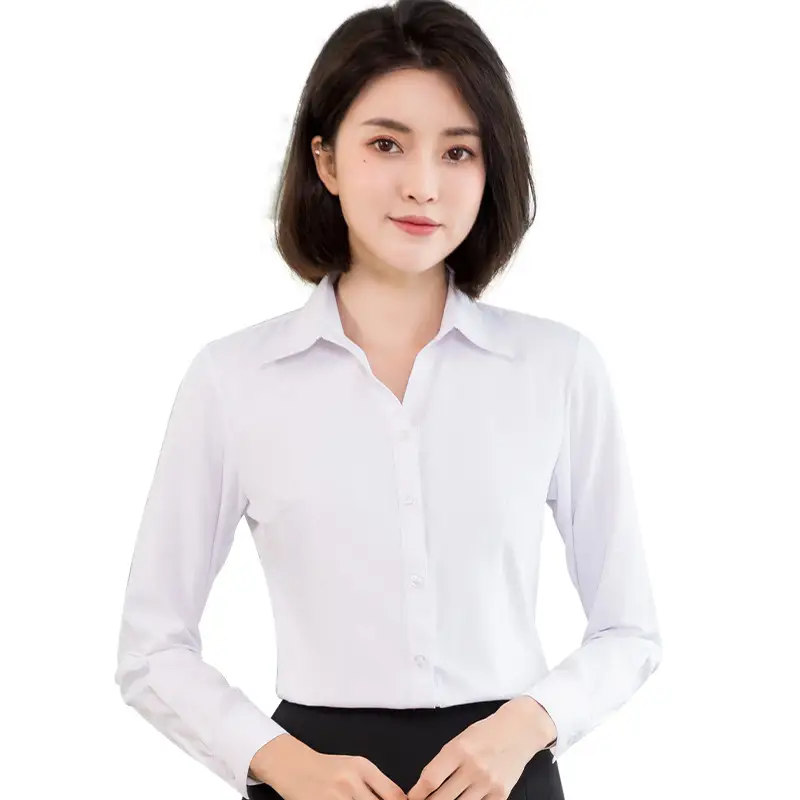 2024 White Long Sleeve Women's Slim Fit Shirt - Image 12