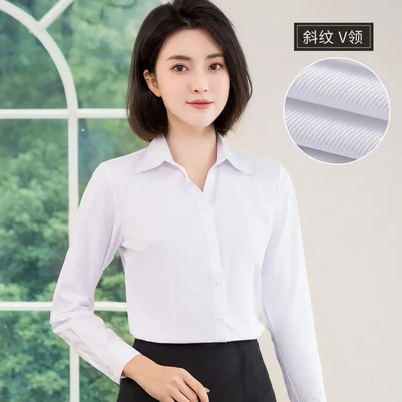 2024 White Long Sleeve Women's Slim Fit Shirt - Image 2