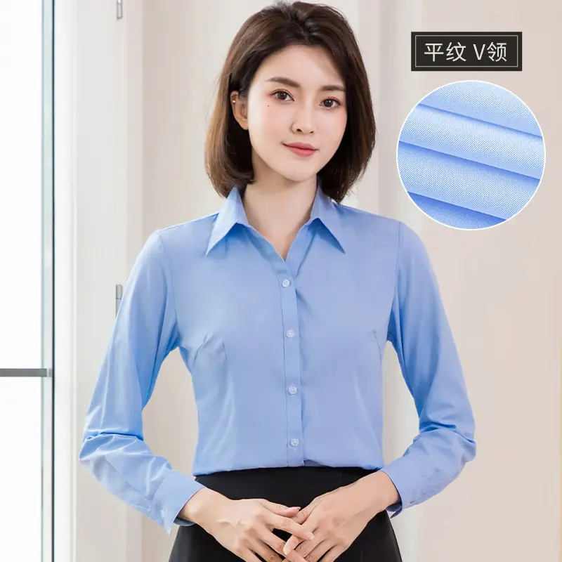 2024 White Long Sleeve Women's Slim Fit Shirt - Image 3