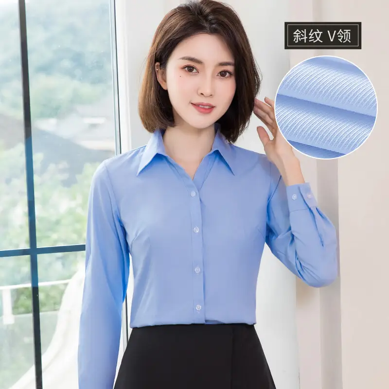 2024 White Long Sleeve Women's Slim Fit Shirt - Image 4