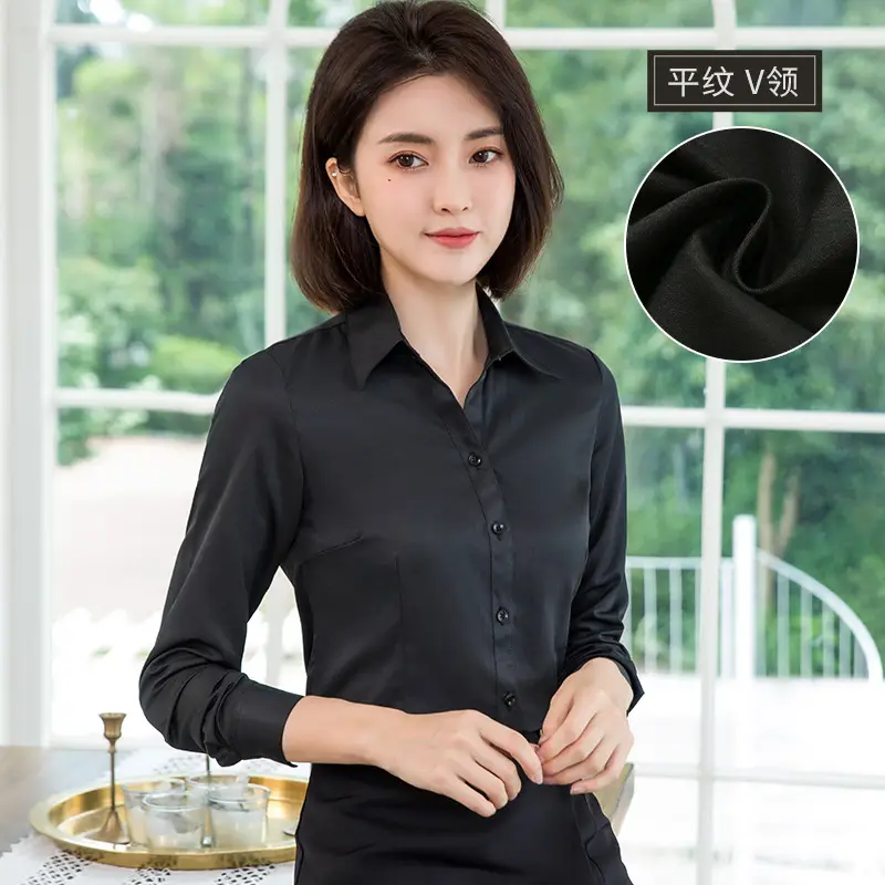 2024 White Long Sleeve Women's Slim Fit Shirt - Image 7