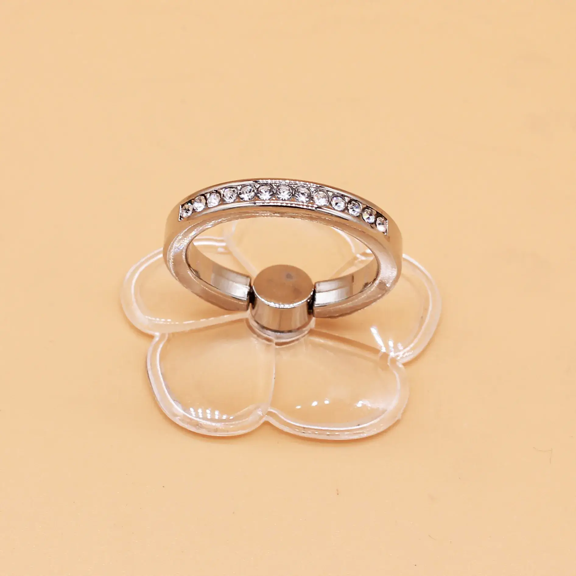 Diamond Studded Transparent Ring Bracket Gold Plated - Image 3