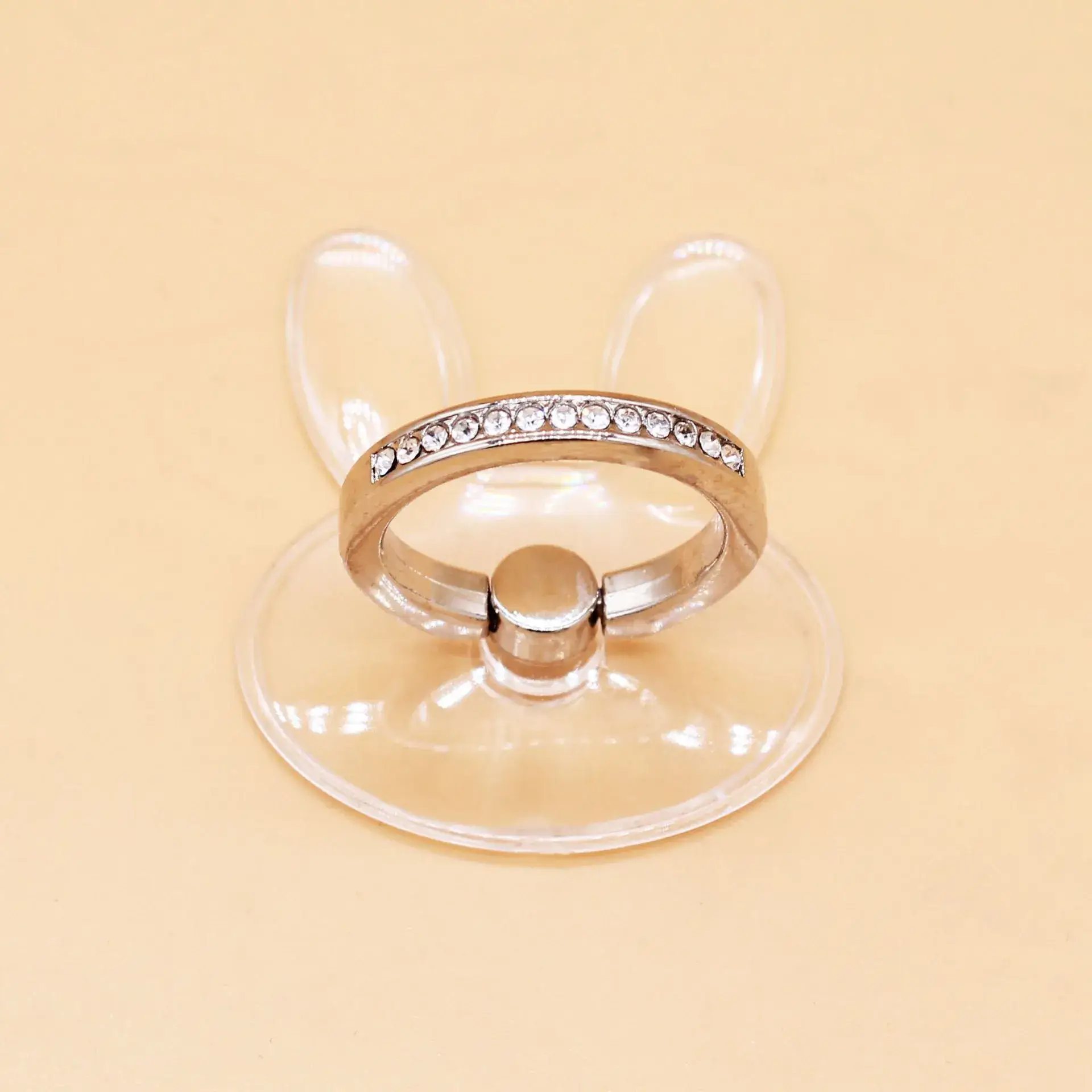 Diamond Studded Transparent Ring Bracket Gold Plated - Image 5