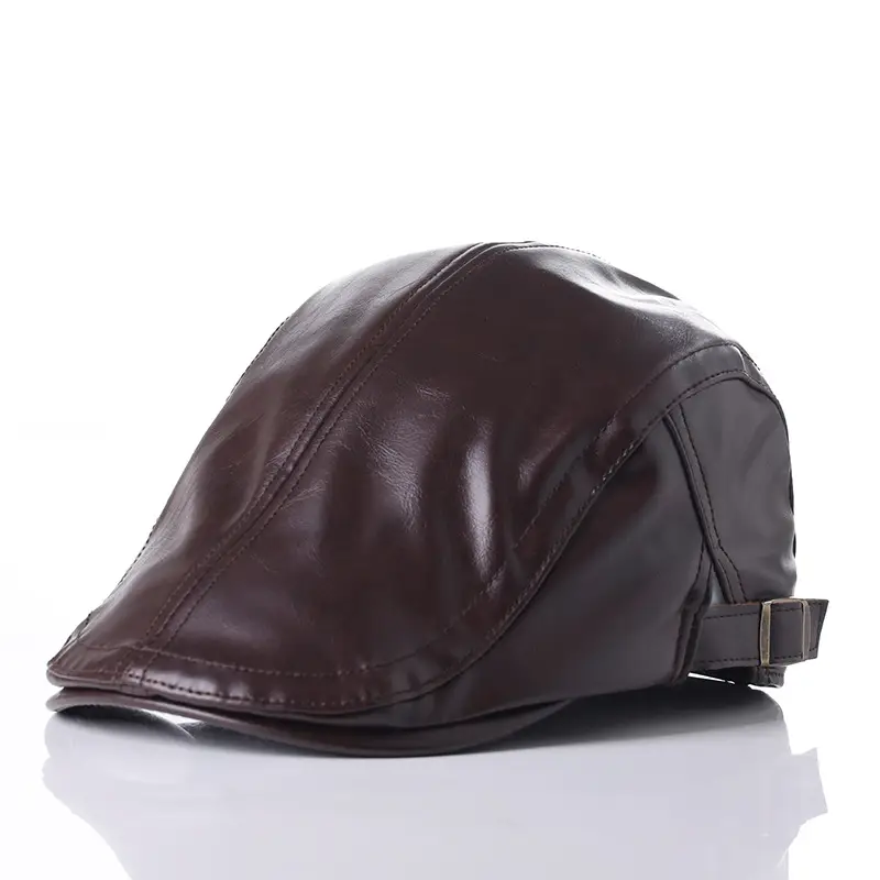 White British PU Leather Beret for Men Winter Cap - Image 2