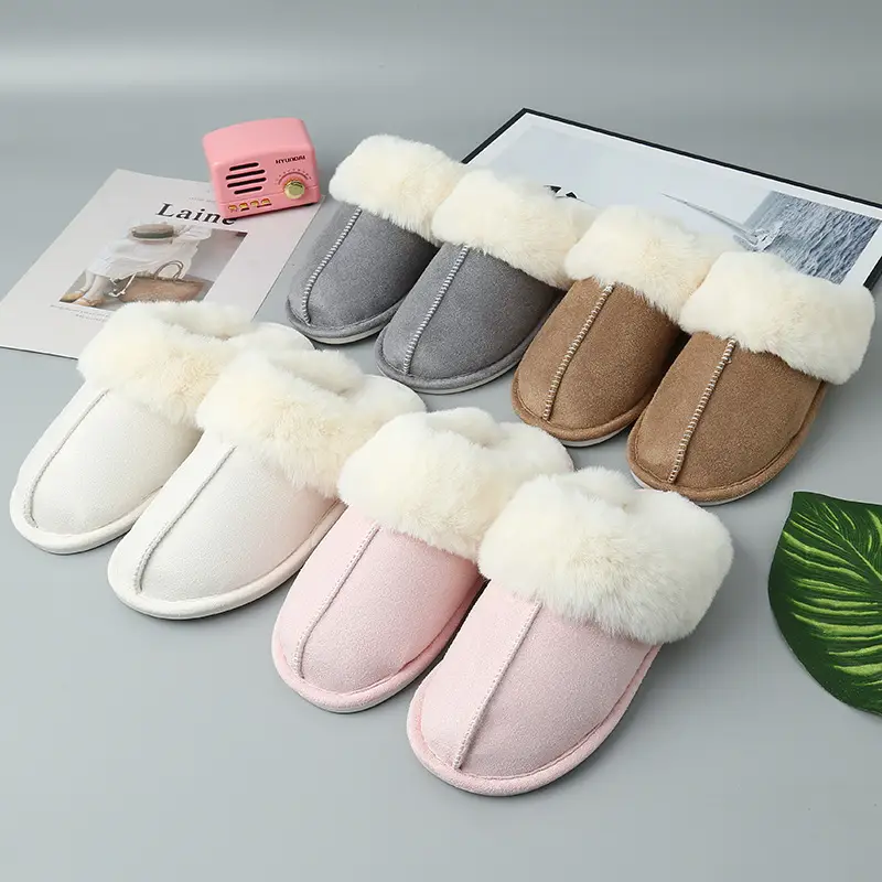 Cross-border e-commerce Amazon Mao Mouth Increase Home Slippers Men's and Women's Indoor and Outdoor Warm Slippers Cotton Slippers in stock