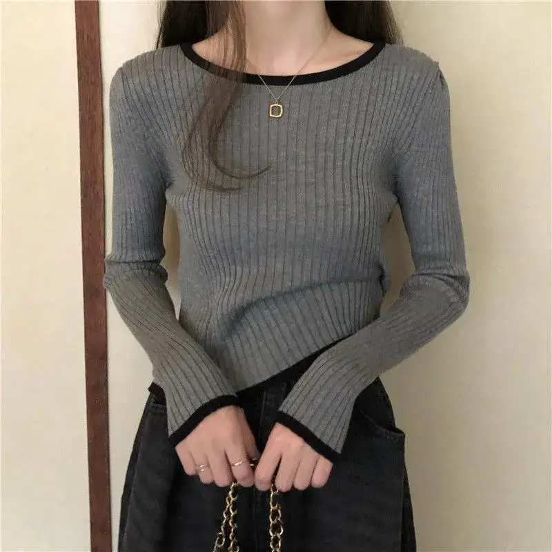 Korean Style U-Neck Knit Top for Women - Image 2