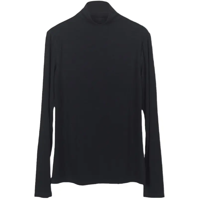 Women Red Long Sleeve Half Turtleneck Top