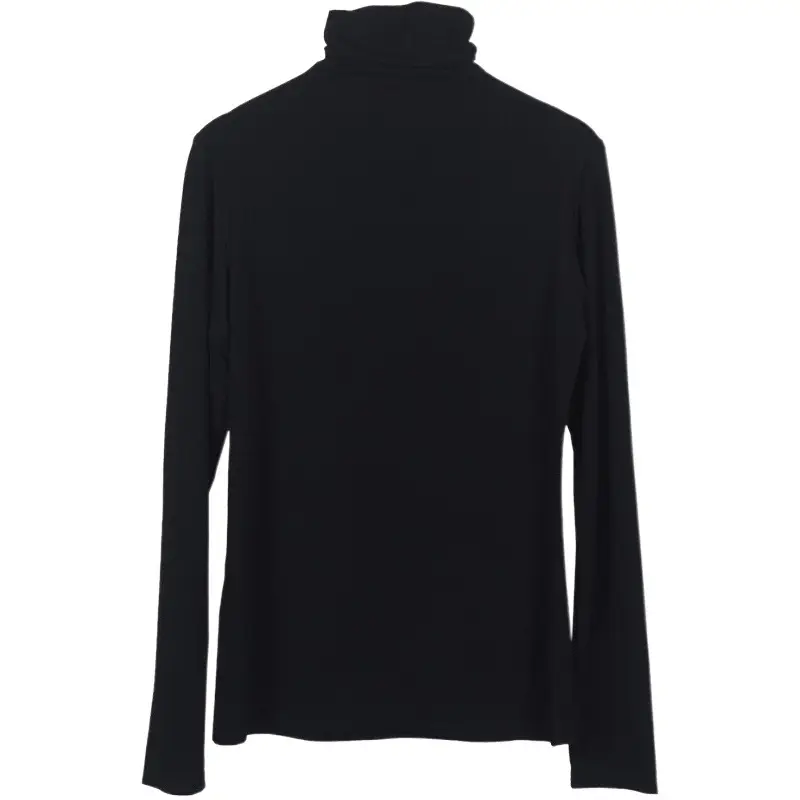 Women Long Sleeve Turtleneck T-Shirt Grey Slim Fit