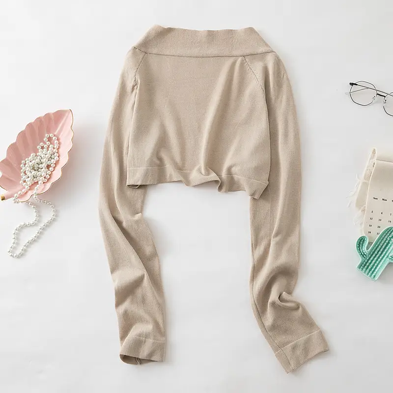 Women Ice Silk Knitted High-Waist Shawl Jacket Summer 2025 - Image 8