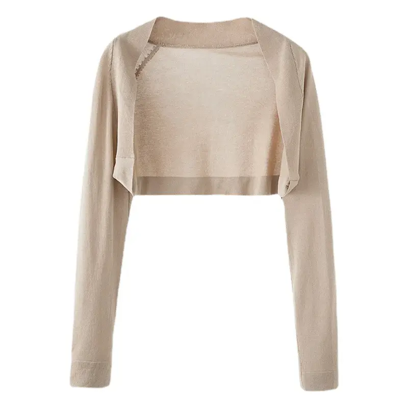 Women Ice Silk Knitted High-Waist Shawl Jacket Summer 2025