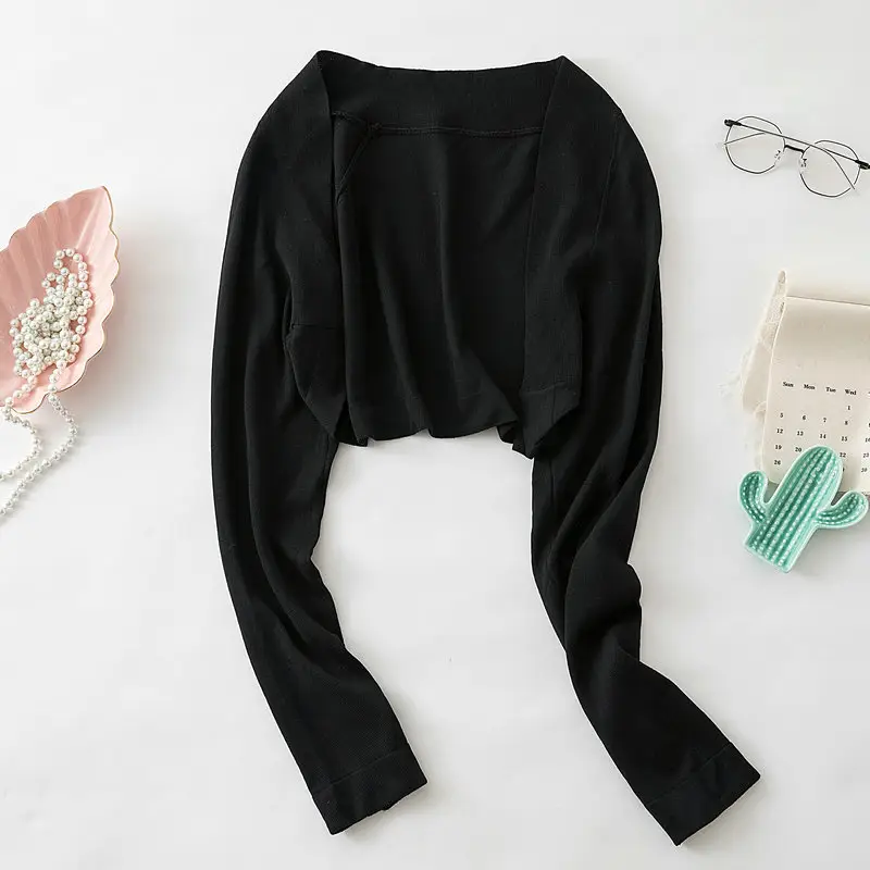 Women Ice Silk Knitted High-Waist Shawl Jacket Summer 2025 - Image 2