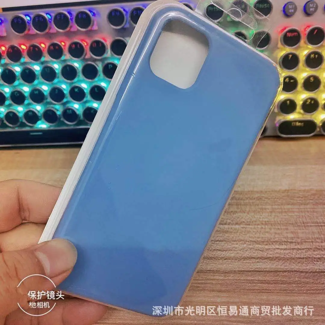 Liquid Silicone iPhone 12 Case Velvet Blue Anti-Fall - Image 16