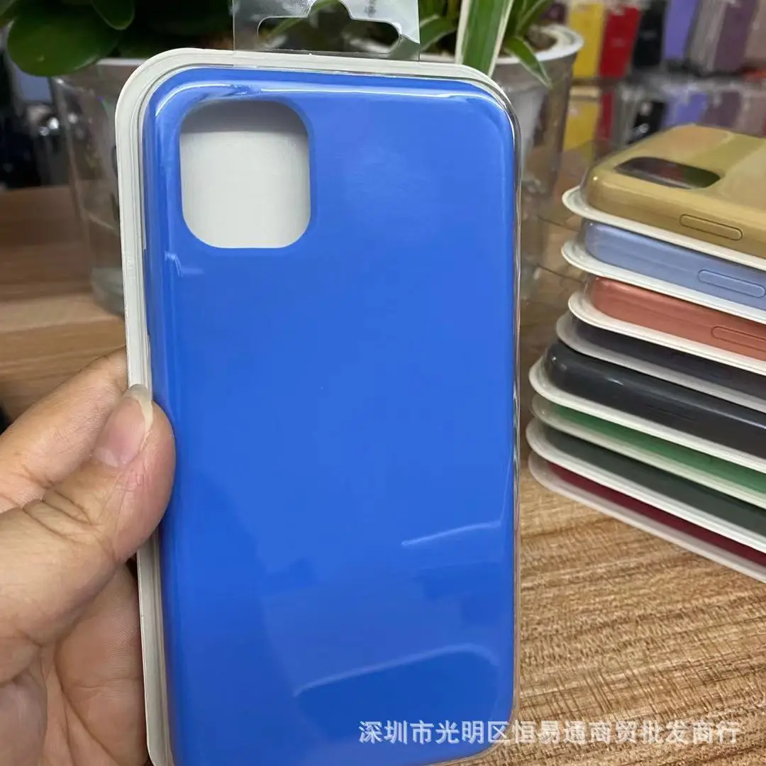 Liquid Silicone iPhone 12 Case Velvet Blue Anti-Fall - Image 36