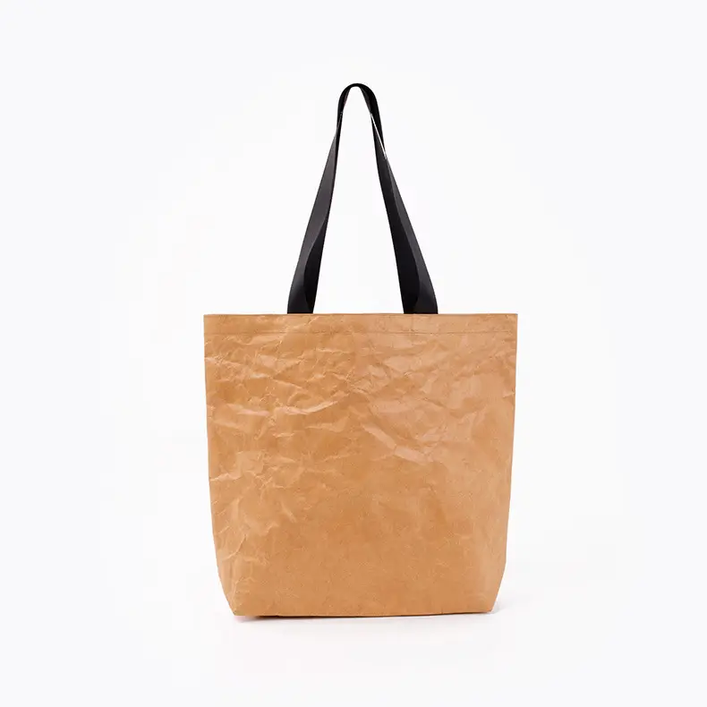 Double DuPont Paper Tote Bag White Brown Waterproof Tear Resistant - Image 10