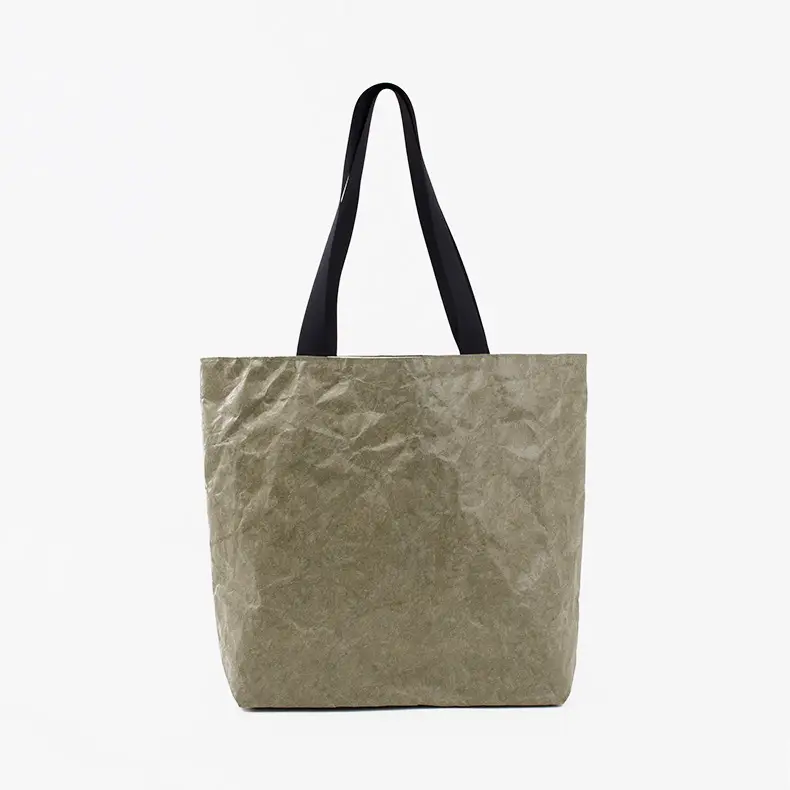 Double DuPont Paper Tote Bag White Brown Waterproof Tear Resistant - Image 5